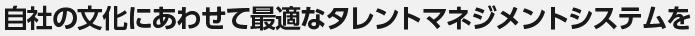 自社の文化にあわせて最適なタレントマネジメントシステムを